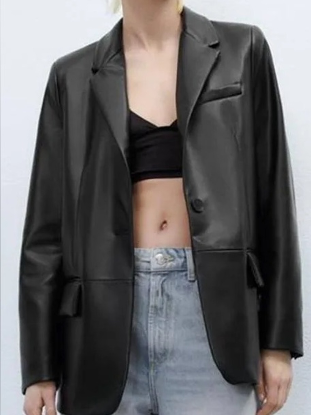 Zara Faux Leather Oversized Blazer XS